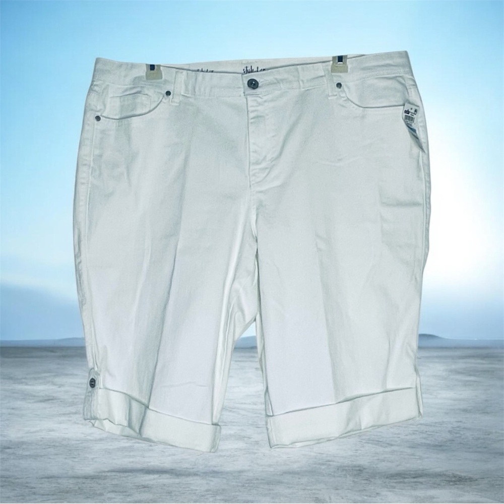 Style & Co. SKIMMER Plus Size White denim cuff Bermuda shorts Size 20W NWT